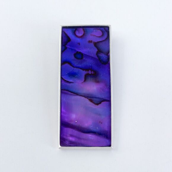 Vintage Sterling Silver 925 Purple Abalone Pendant - Picture 2 of 7